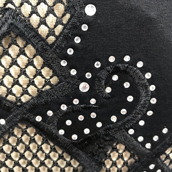 Tee with large mesh cross; rhinestones NWT - Picture 6 of 7